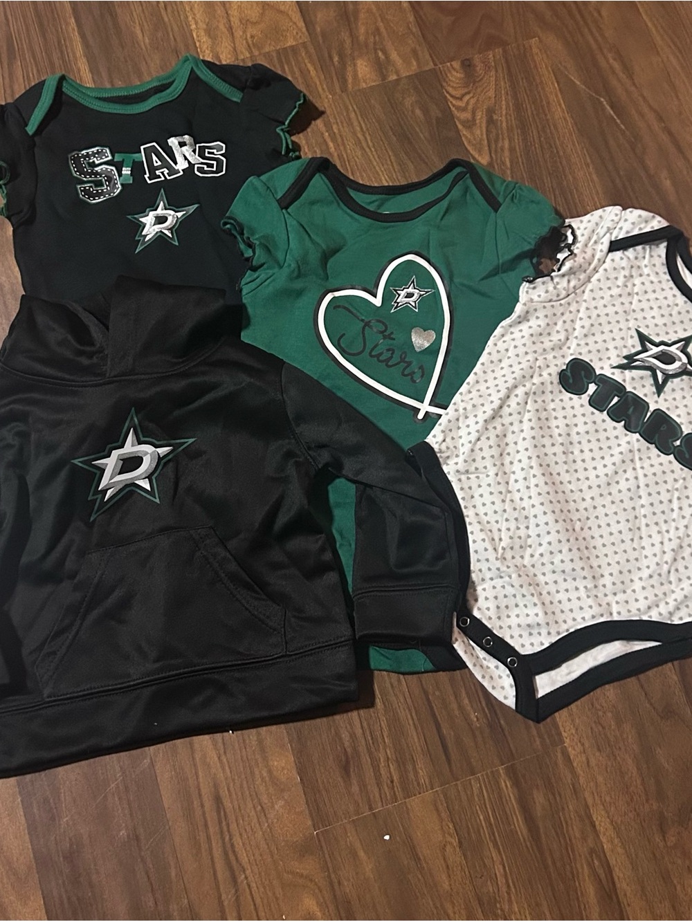 NHL Kids Dallas Stars Green Black White Hoodie & Onesies Set